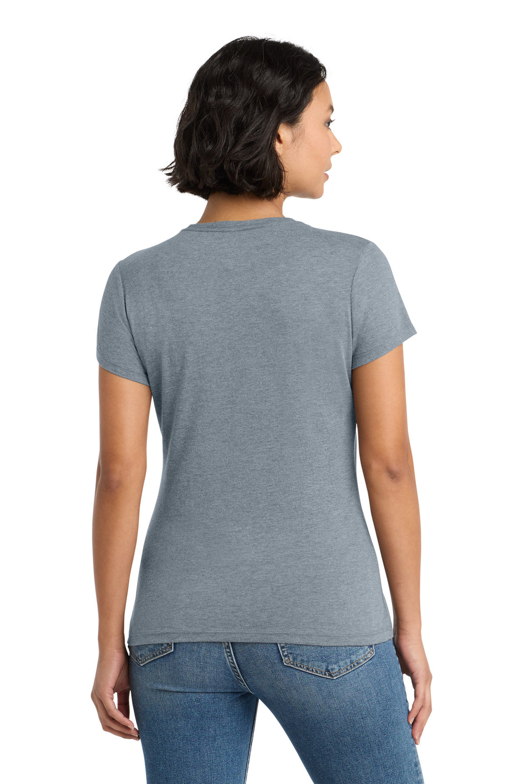 District Women's Perfect Tri Tee. DM130L - Flint Blue Heather - back
