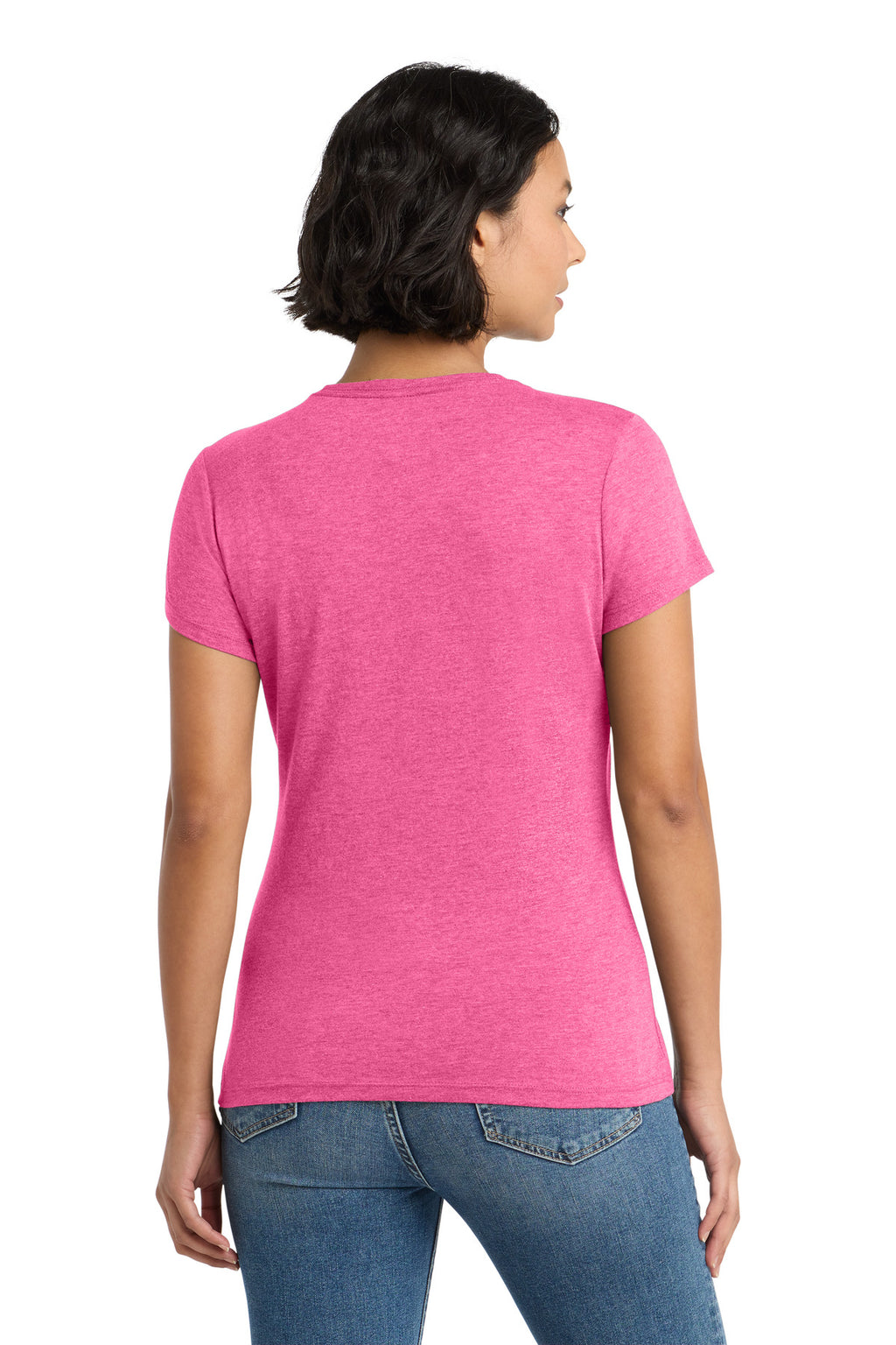 District Women's Perfect Tri Tee. DM130L - Fuchsia Frost - back