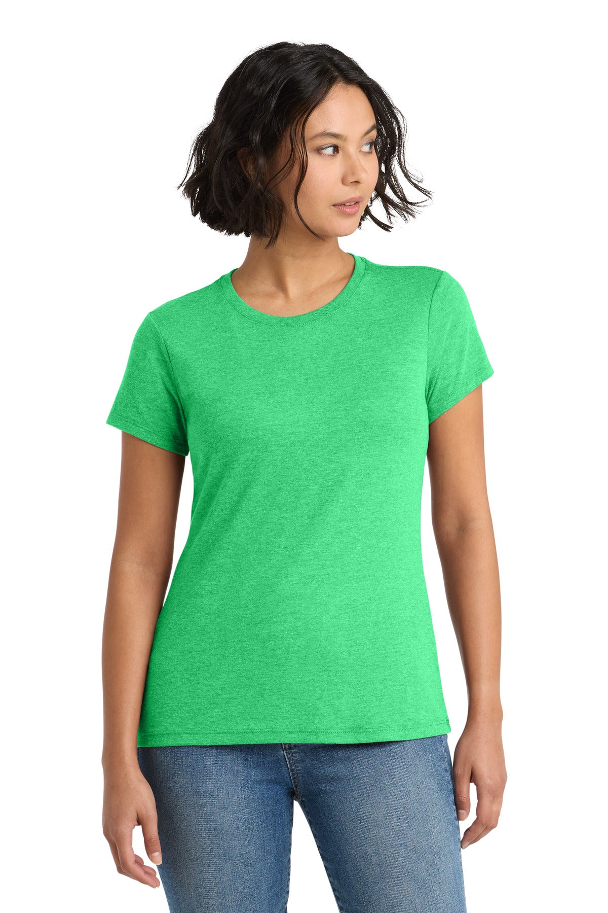 District Women's Perfect Tri Tee. DM130L - Green Frost - front