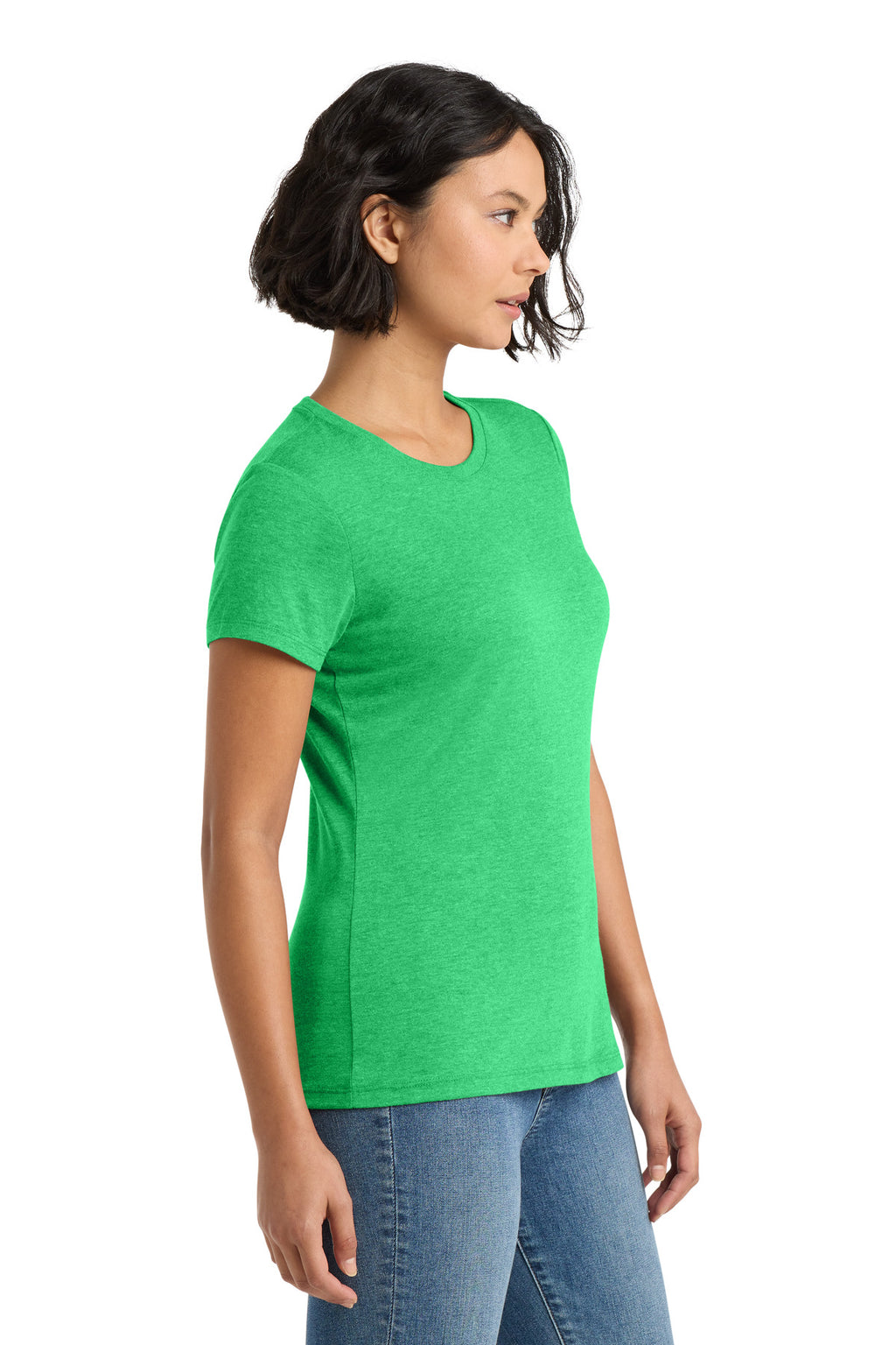 District Women's Perfect Tri Tee. DM130L - Green Frost - side