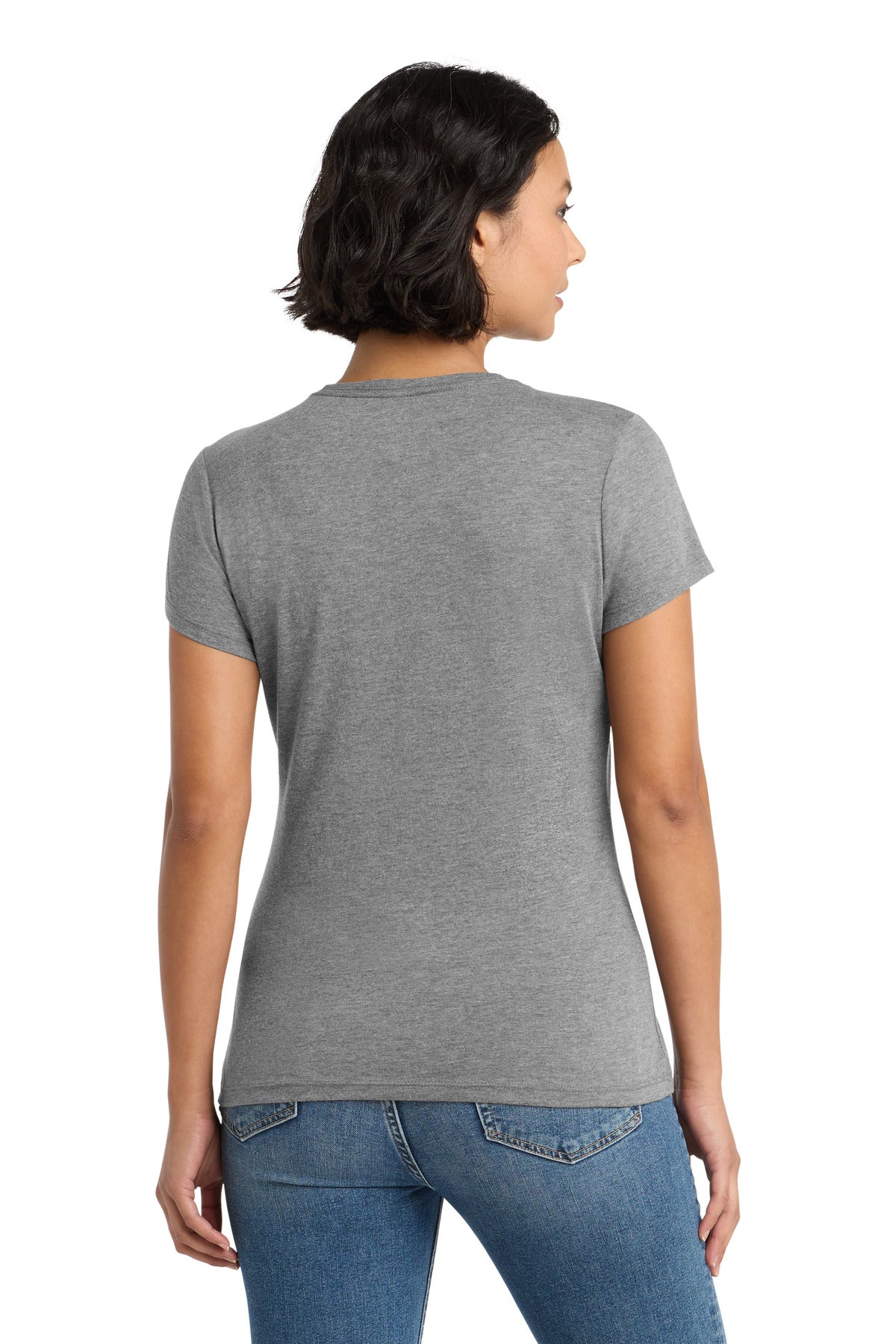 District Women's Perfect Tri Tee. DM130L - Grey Frost - back