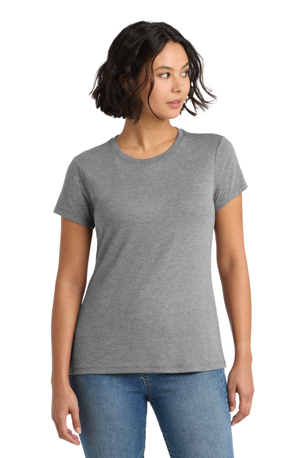 District Women's Perfect Tri Tee. DM130L - Grey Frost - front