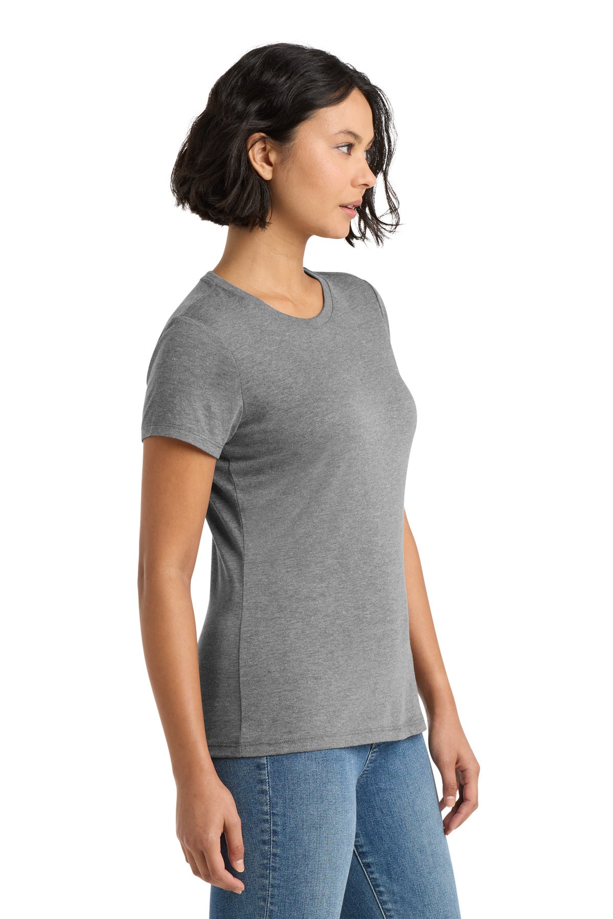 District Women's Perfect Tri Tee. DM130L - Grey Frost - side