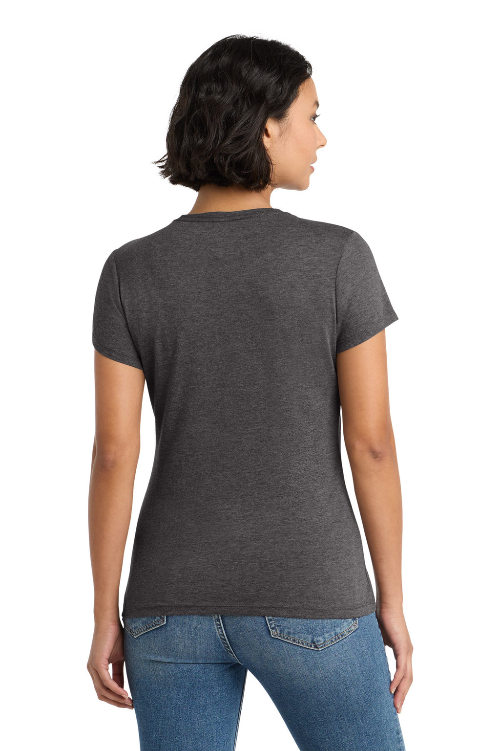 District Women's Perfect Tri Tee. DM130L - Heathered Charcoal - back