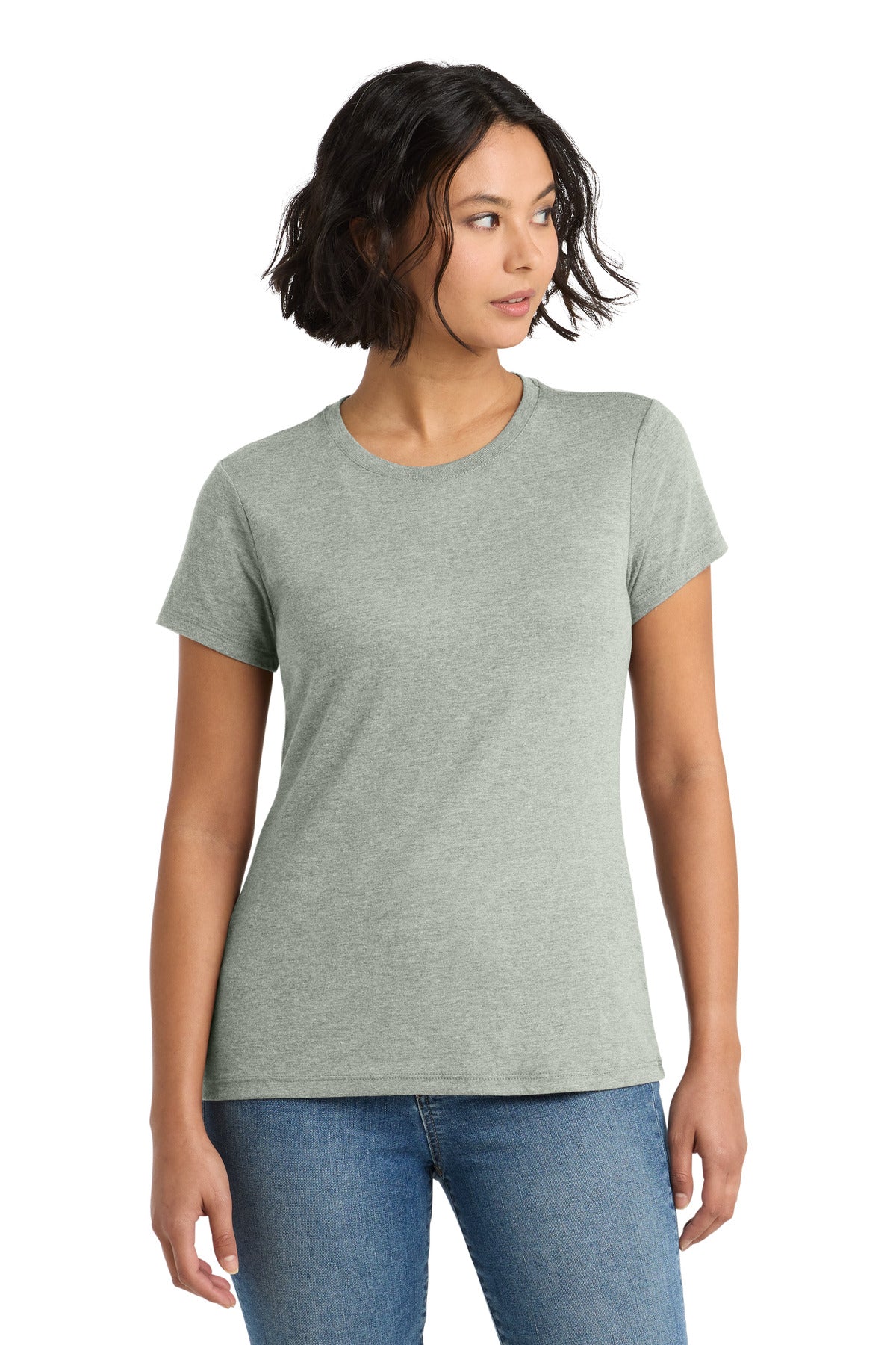 District Women's Perfect Tri Tee. DM130L - Heathered Grey - front