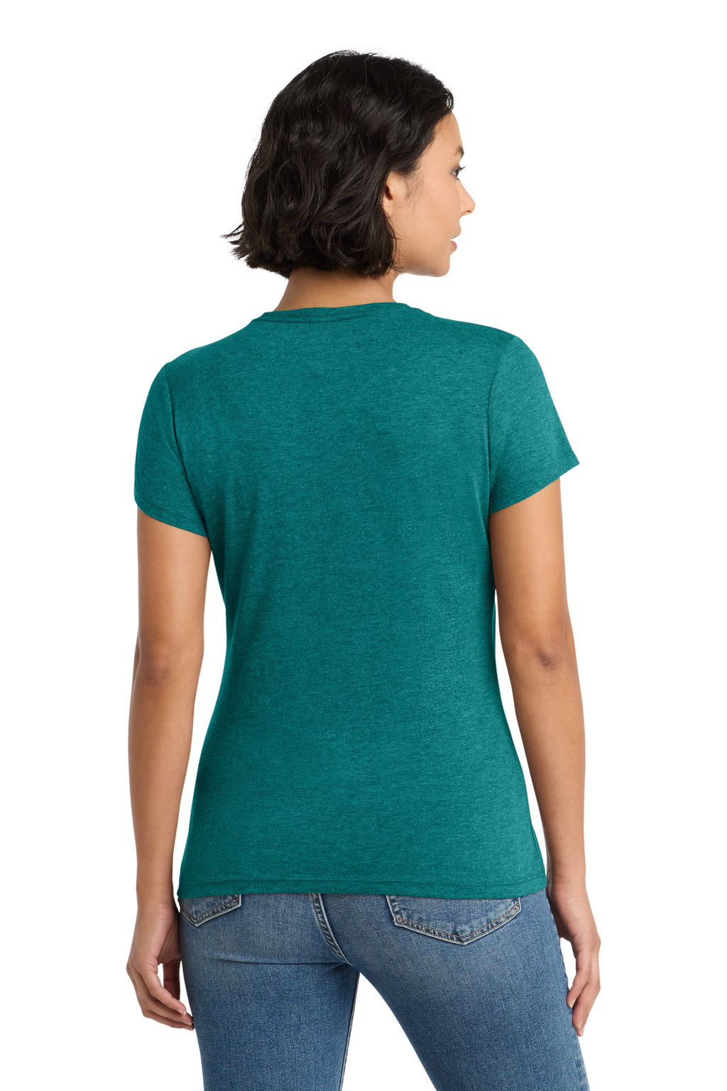 District Women's Perfect Tri Tee. DM130L - Heathered Teal - back