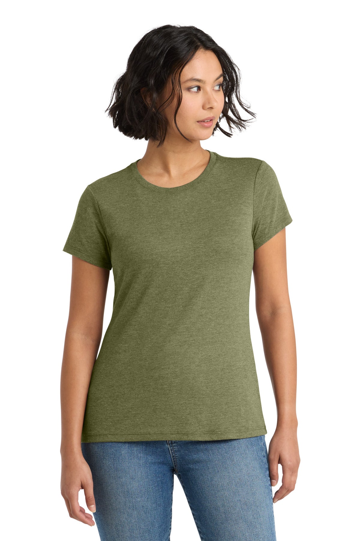 District Women's Perfect Tri Tee. DM130L - Military Green Frost - front