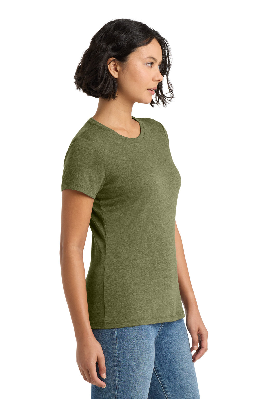 District Women's Perfect Tri Tee. DM130L - Military Green Frost - side