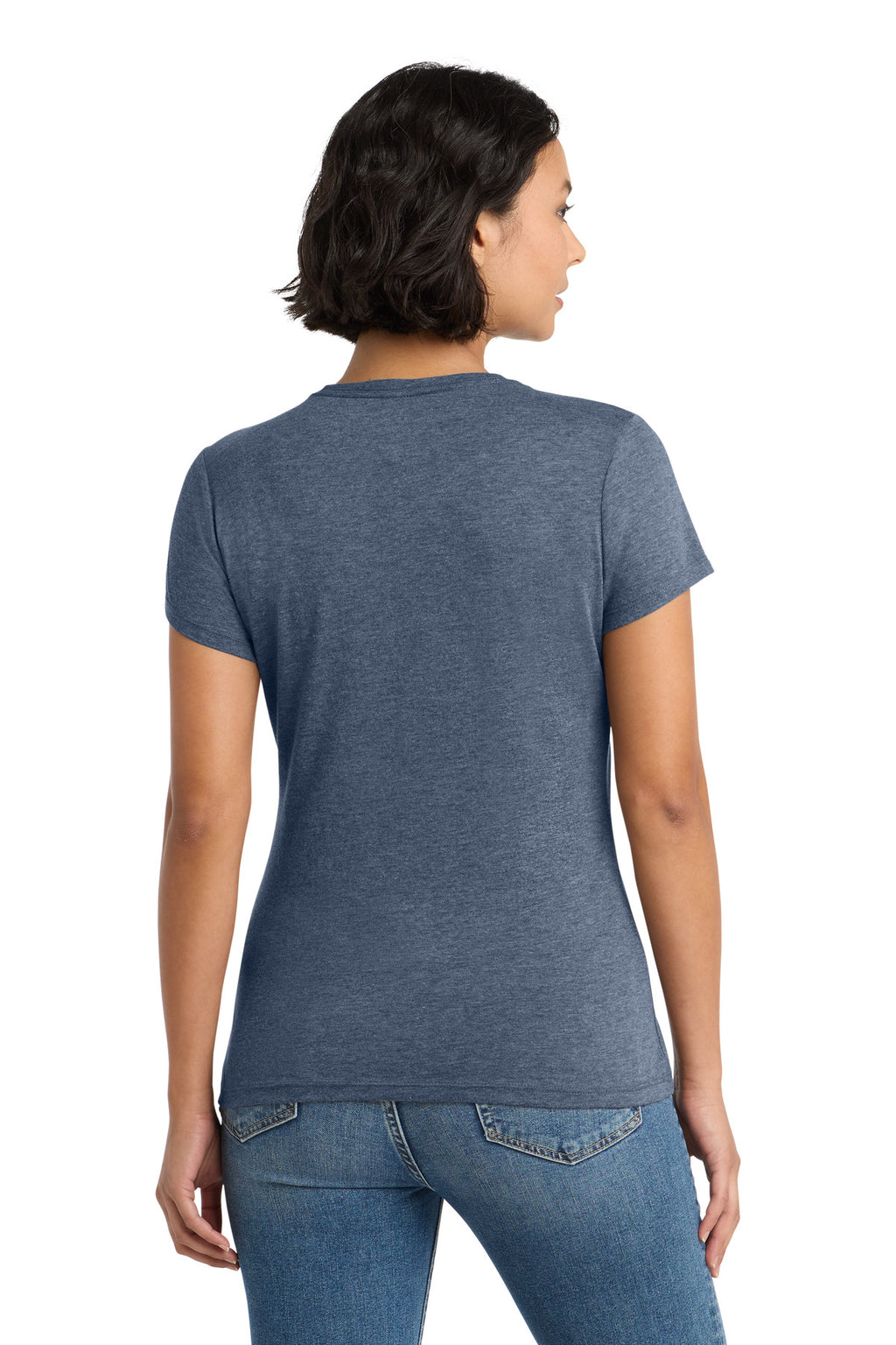 District Women's Perfect Tri Tee. DM130L - Navy Frost - back