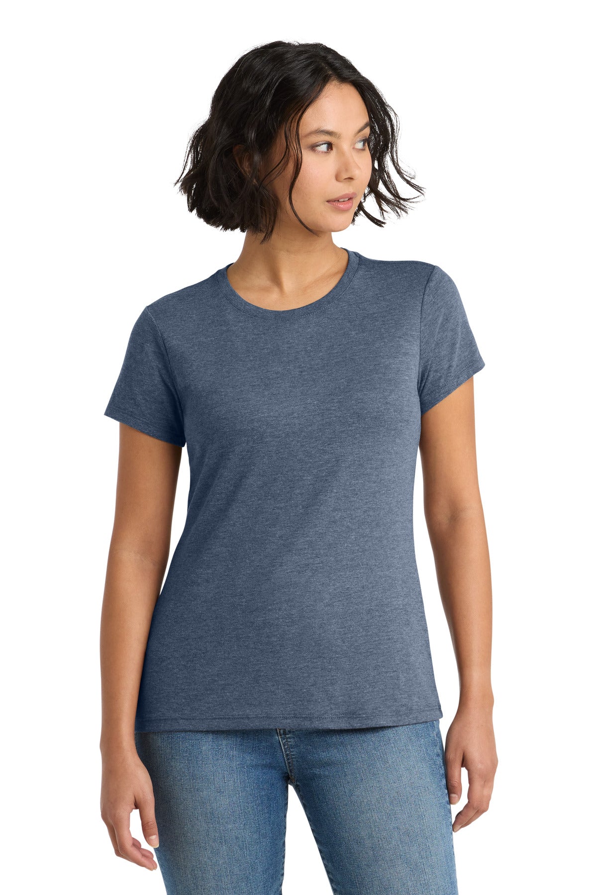 District Women's Perfect Tri Tee. DM130L - Navy Frost - front
