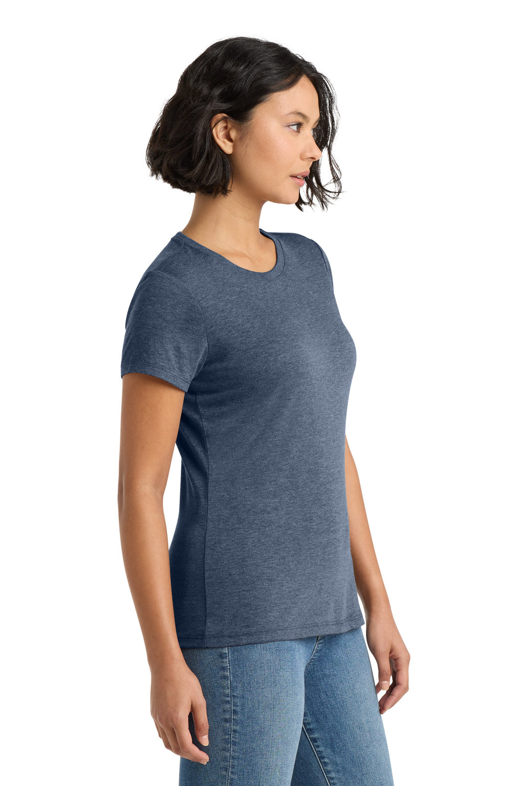 District Women's Perfect Tri Tee. DM130L - Navy Frost - side