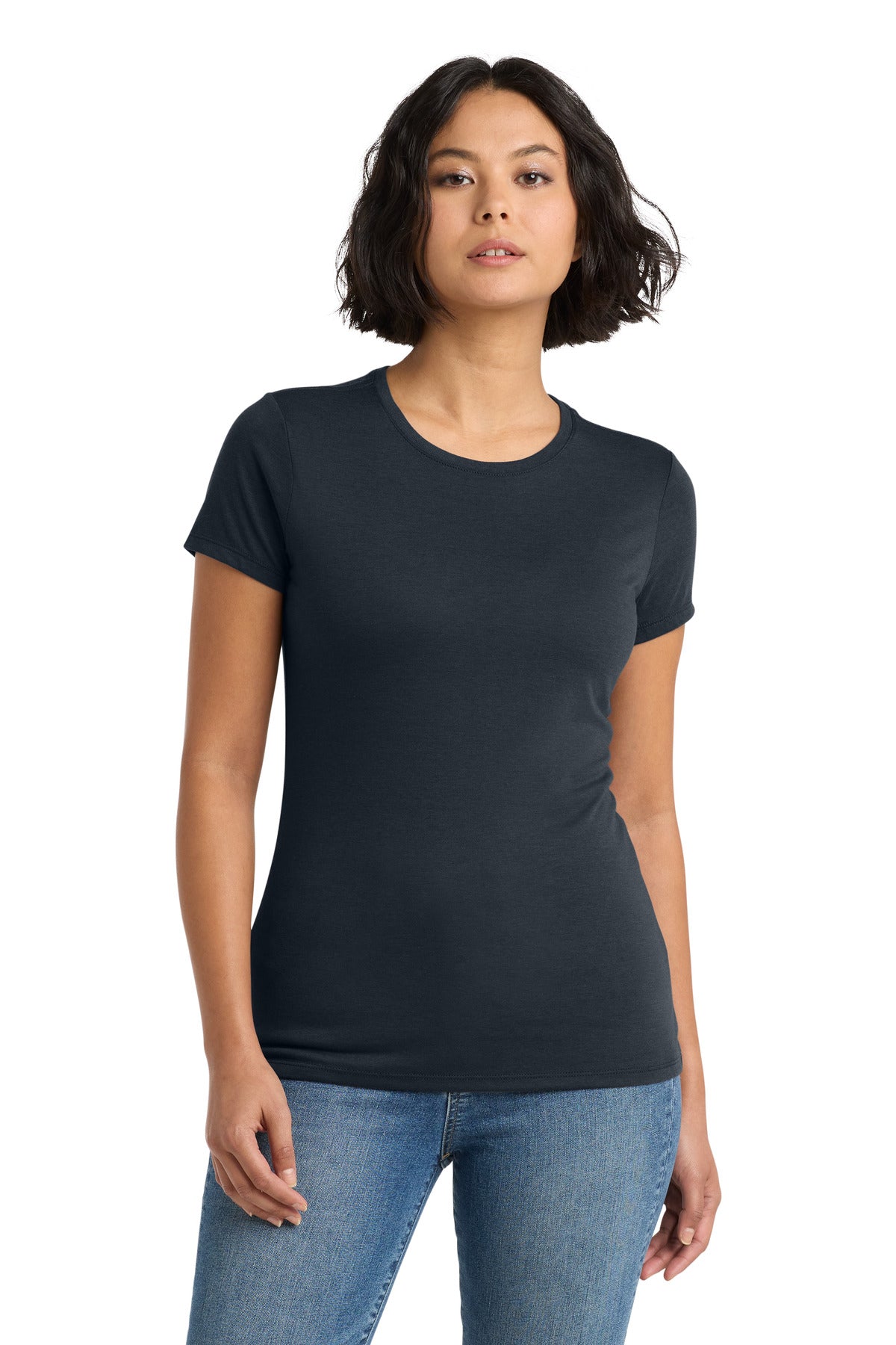 District Women's Perfect Tri Tee. DM130L - New Navy - front