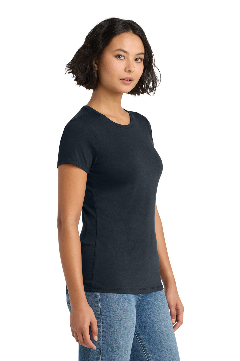 District Women's Perfect Tri Tee. DM130L - New Navy - side
