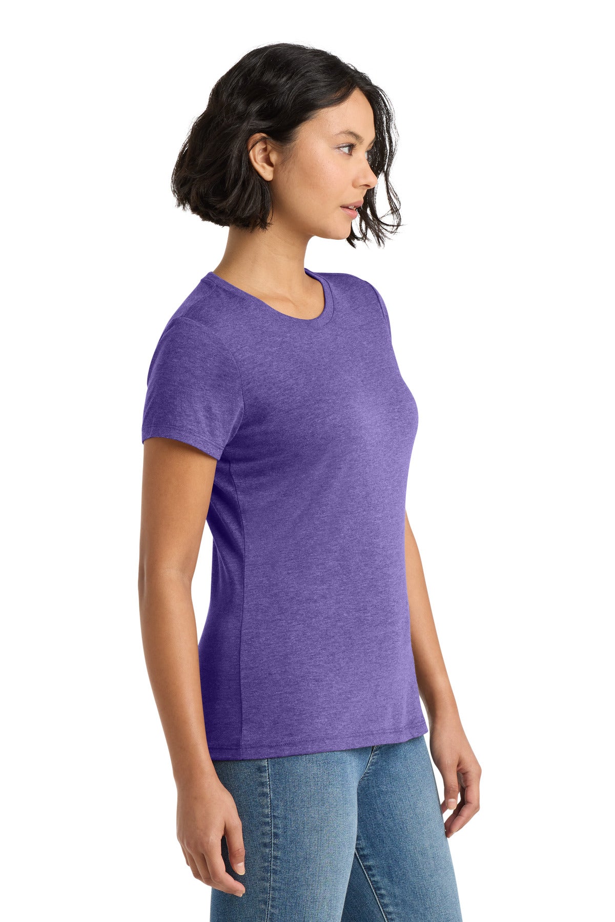 District Women's Perfect Tri Tee. DM130L - Purple Frost - side