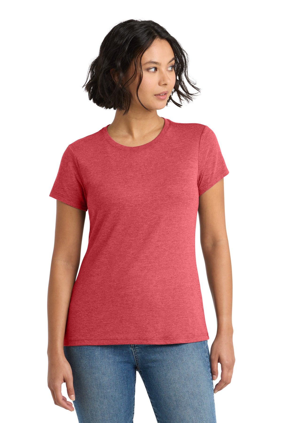 District Women's Perfect Tri Tee. DM130L - Red Frost - front