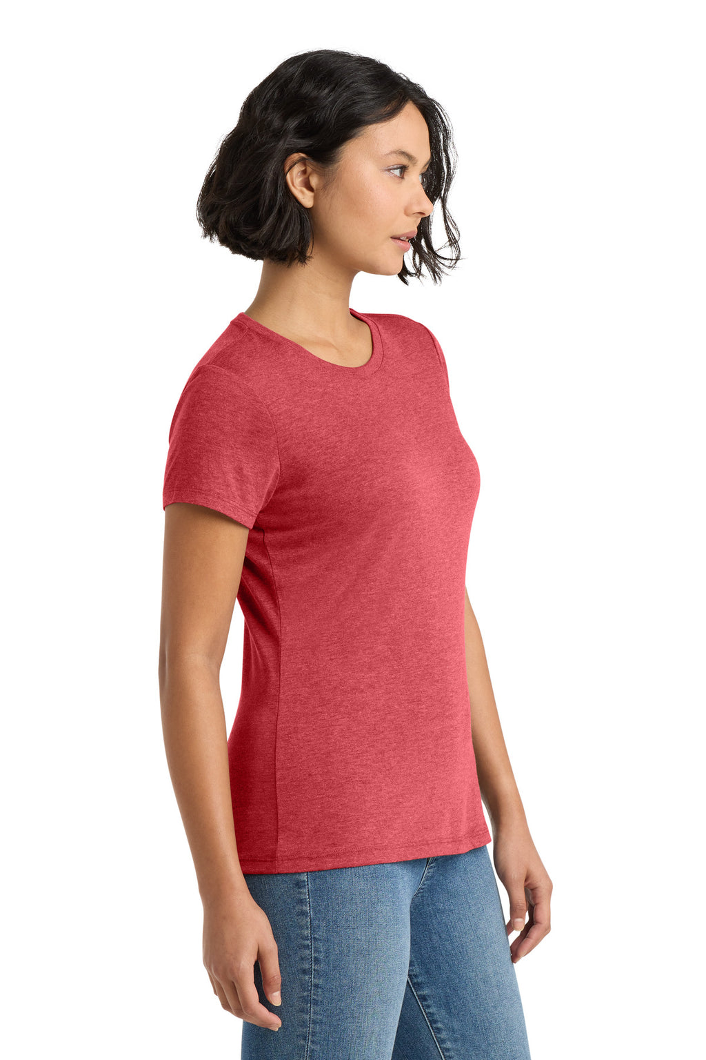 District Women's Perfect Tri Tee. DM130L - Red Frost - side