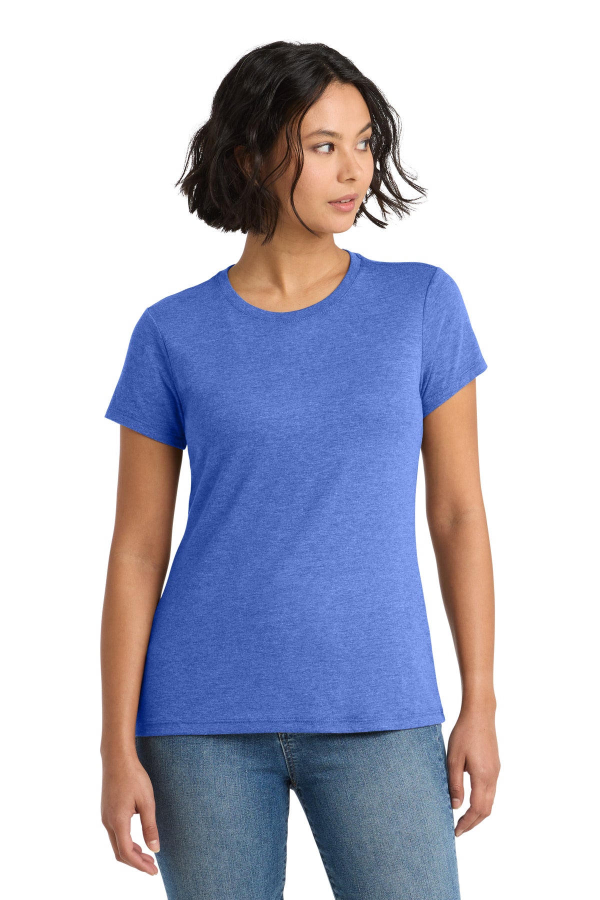 District Women's Perfect Tri Tee. DM130L - Royal Frost - front