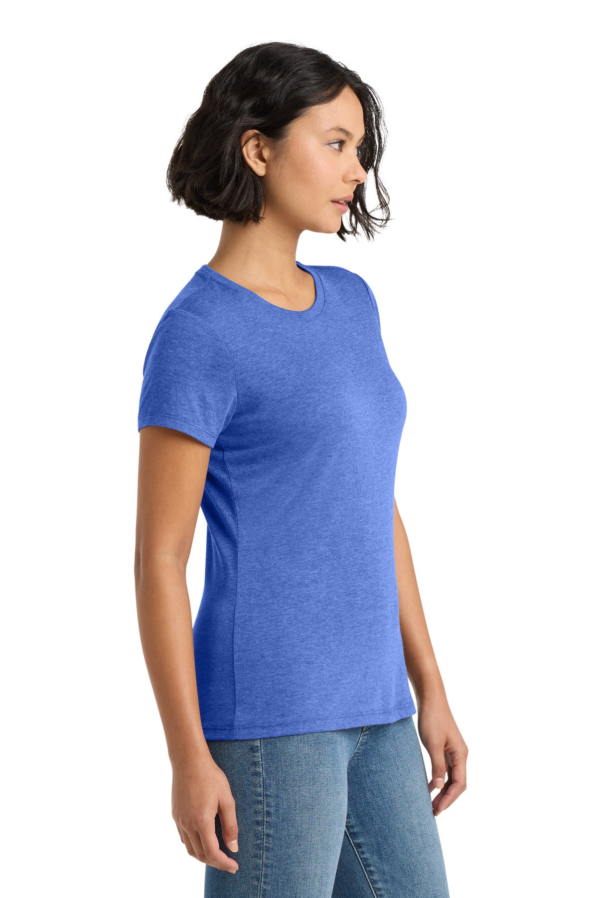 District Women's Perfect Tri Tee. DM130L - Royal Frost - side