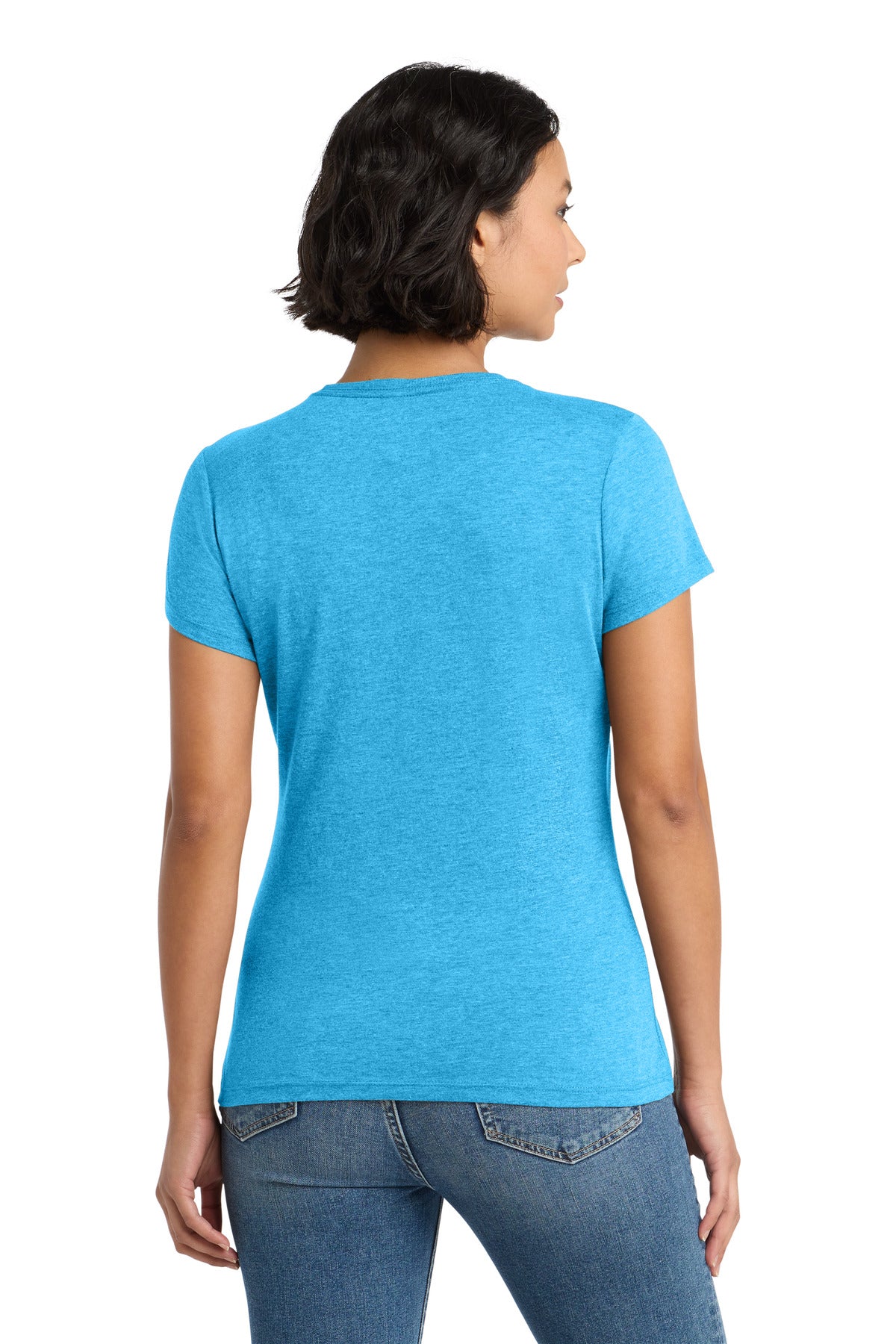 District Women's Perfect Tri Tee. DM130L - Turquoise Frost - back