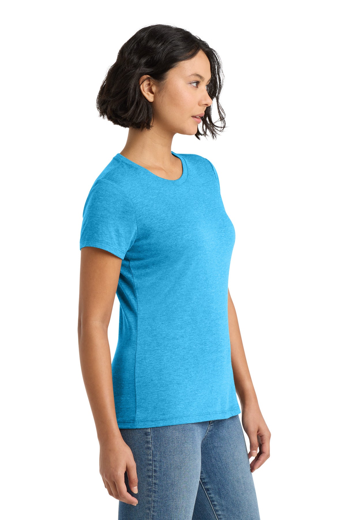 District Women's Perfect Tri Tee. DM130L - Turquoise Frost - side