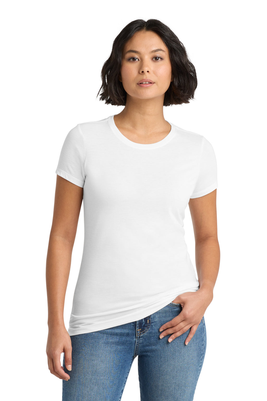 District Women's Perfect Tri Tee. DM130L - White - front
