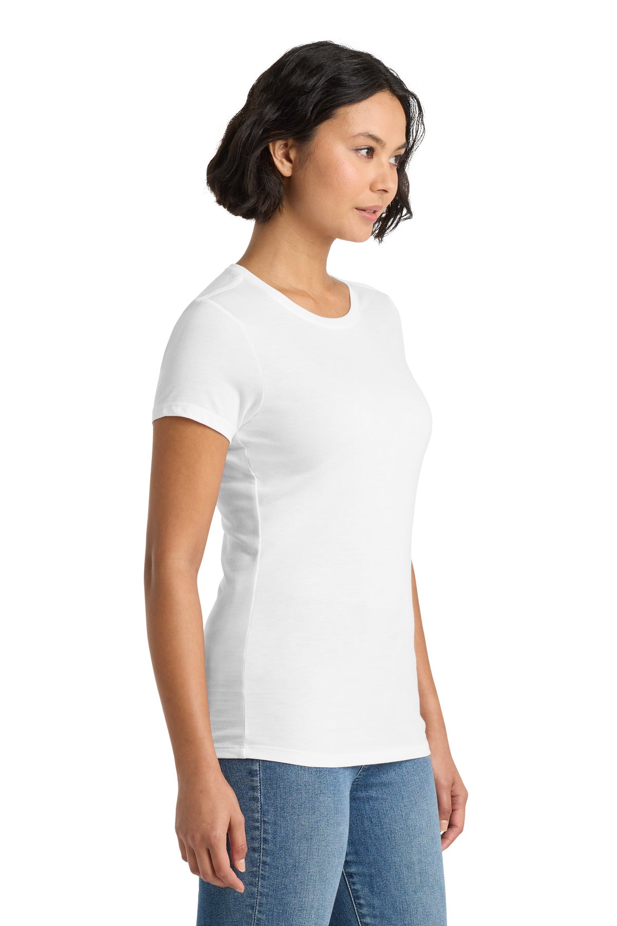 District Women's Perfect Tri Tee. DM130L - White - side