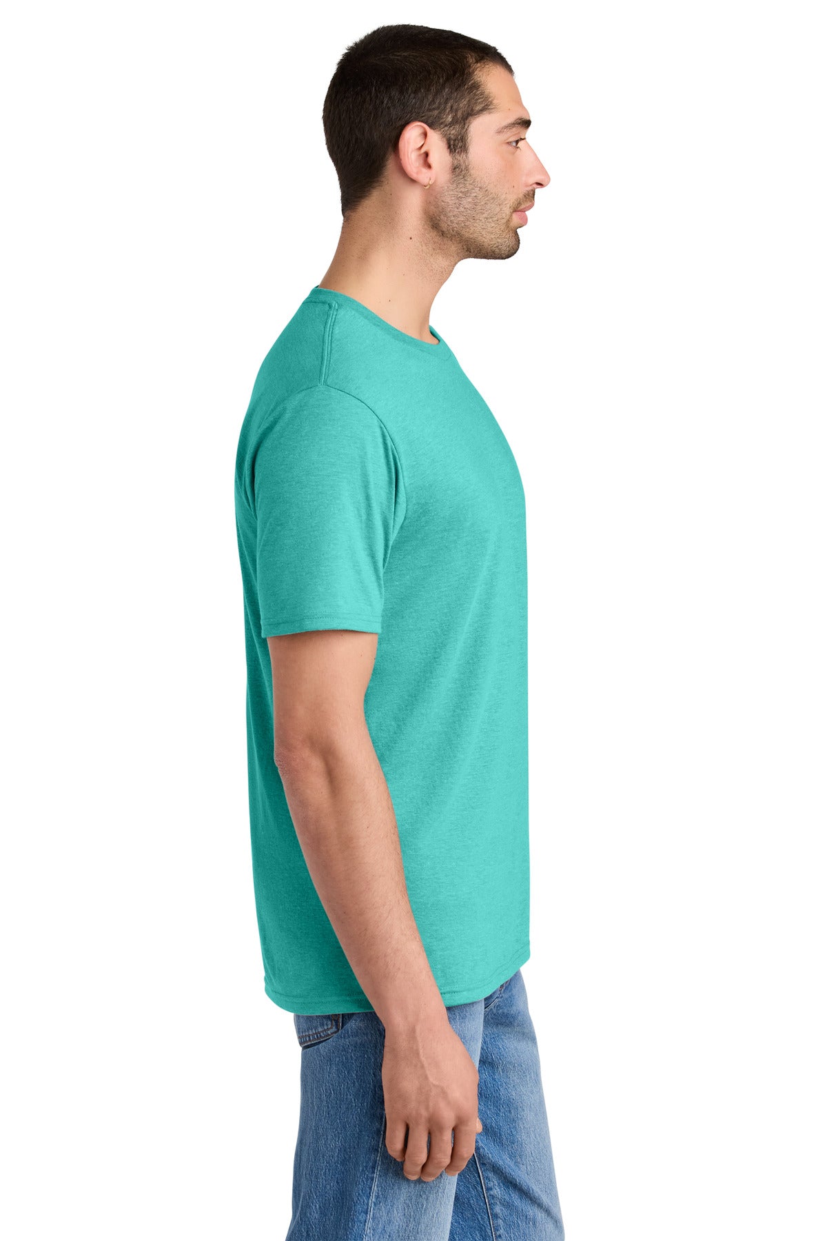 District Perfect Tri Tee. DM130 - Aqua Heather - side