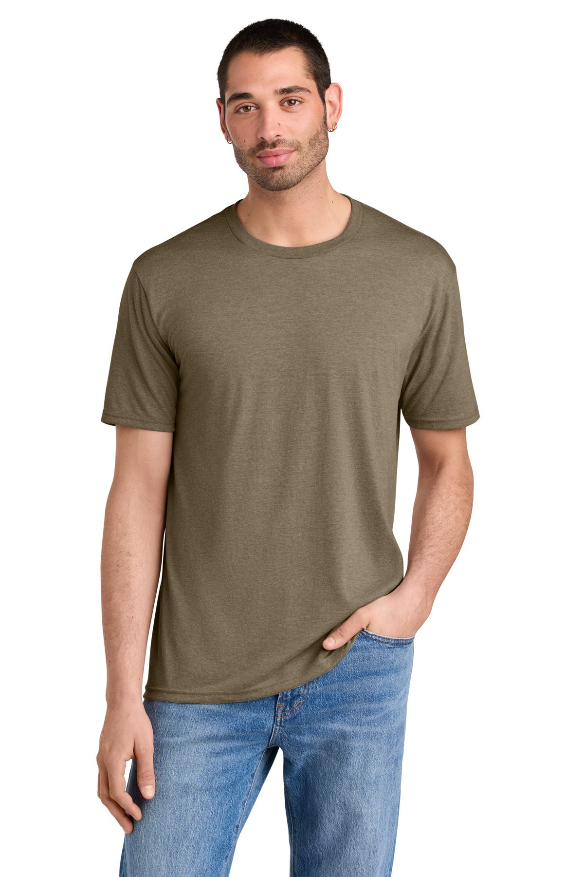 District Perfect Tri Tee. DM130 - Coyote Brown Heather - front