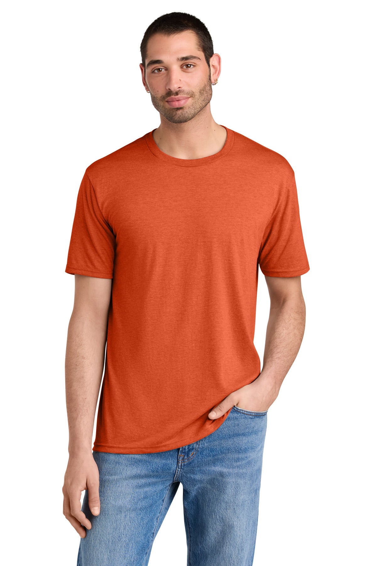 District Perfect Tri Tee. DM130 - Deep Orange Heather - front