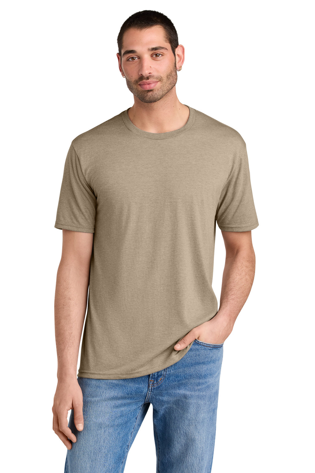 District Perfect Tri Tee. DM130 - Desert Tan Heather - front