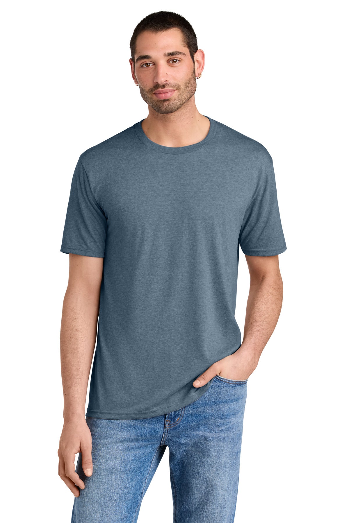 District Perfect Tri Tee. DM130 - Flint Blue Heather - front