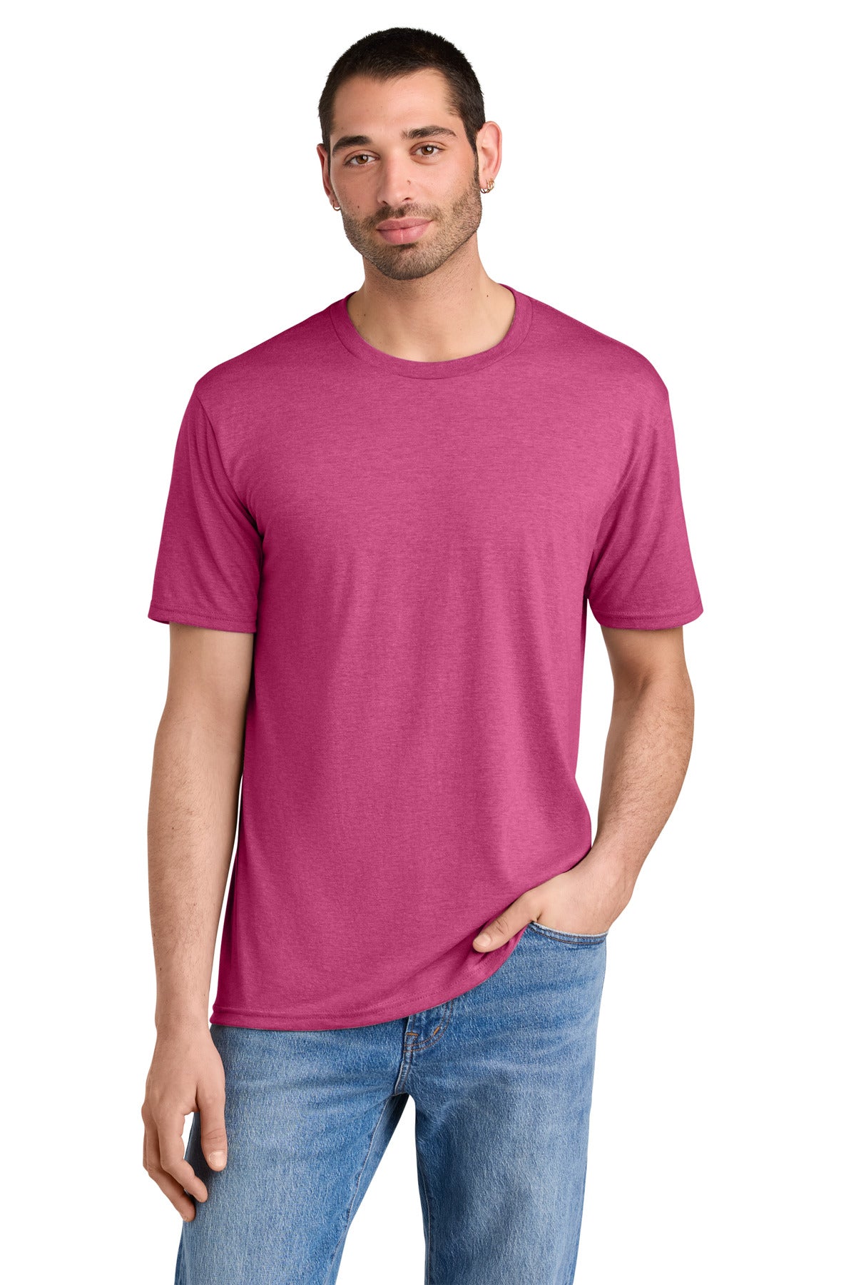 District Perfect Tri Tee. DM130 - Fuchsia Frost - front