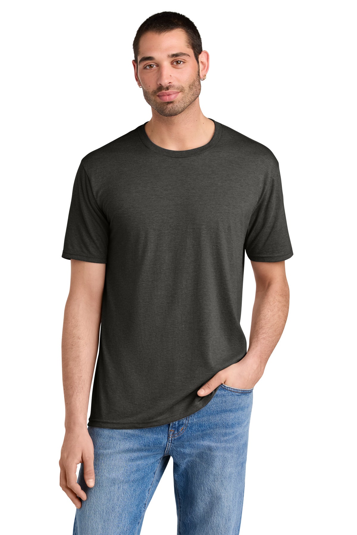 District Perfect Tri Tee. DM130 - Heathered Charcoal - front