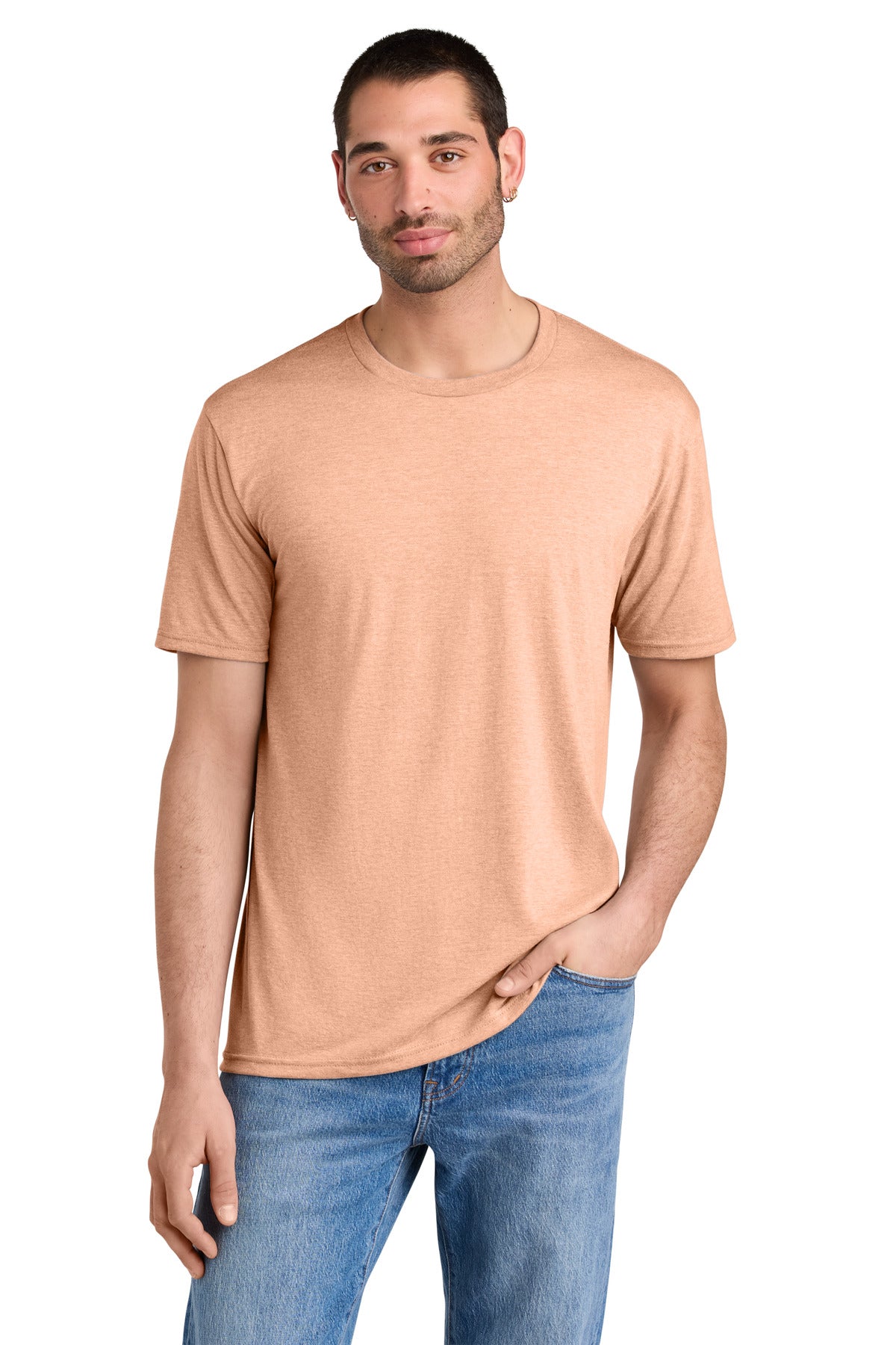 District Perfect Tri Tee. DM130 - Heathered Dusty Peach - front