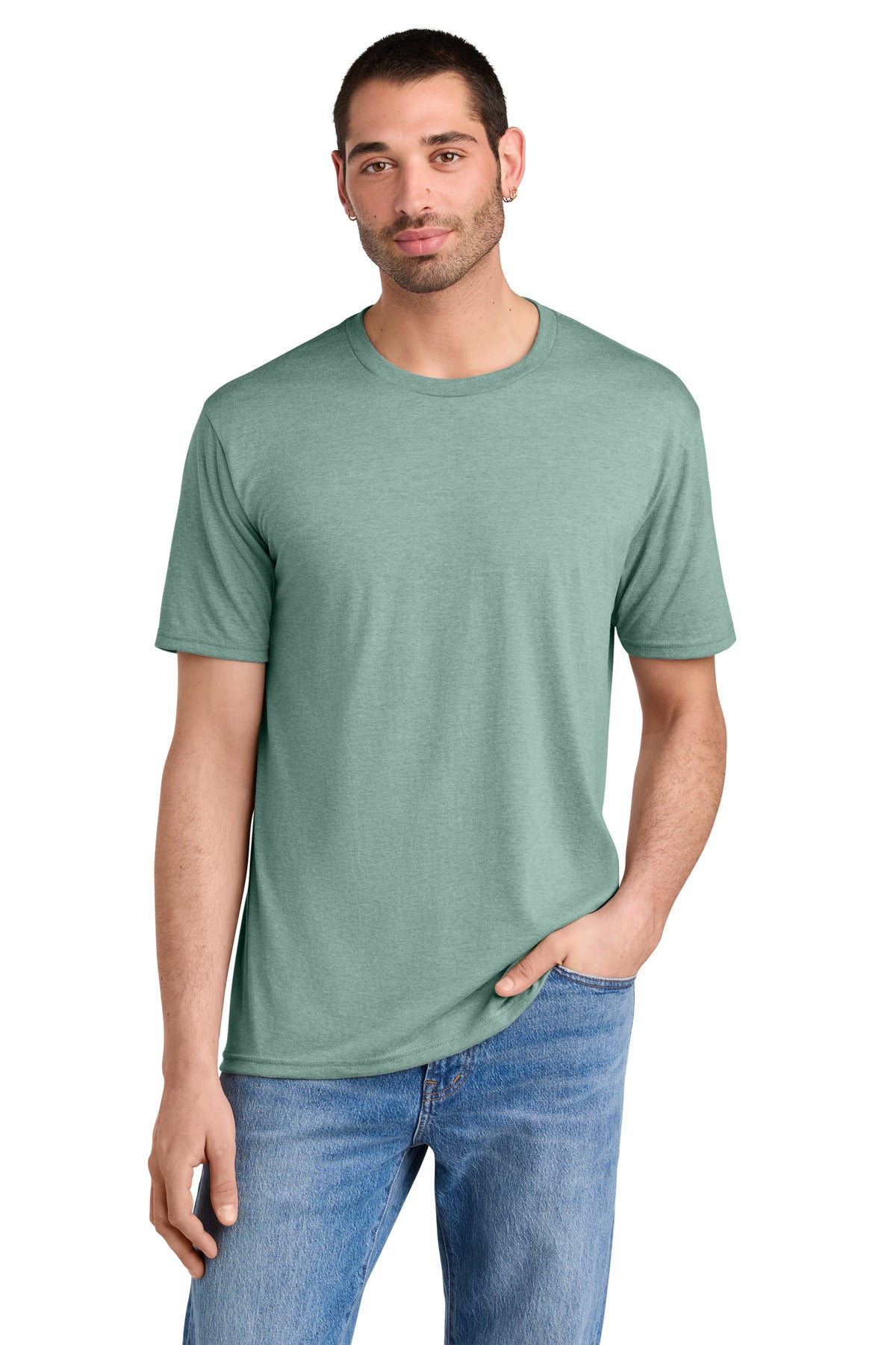 District Perfect Tri Tee. DM130 - Heathered Dusty Sage - front