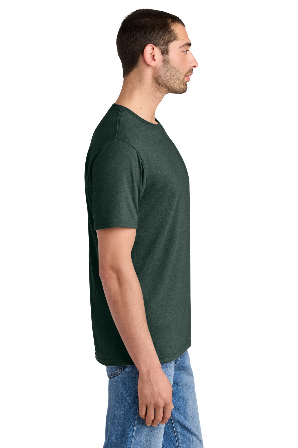District Perfect Tri Tee. DM130 - Heathered Forest Green - side