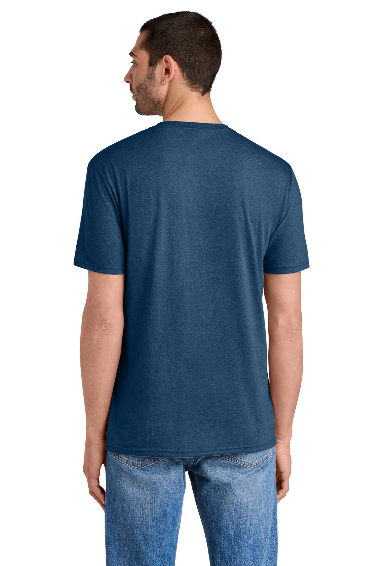 District Perfect Tri Tee. DM130 - Heathered Neptune Blue - back