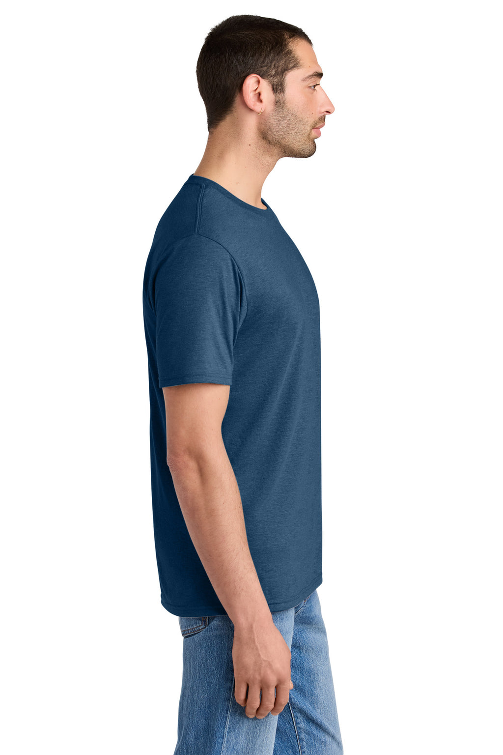 District Perfect Tri Tee. DM130 - Heathered Neptune Blue - side