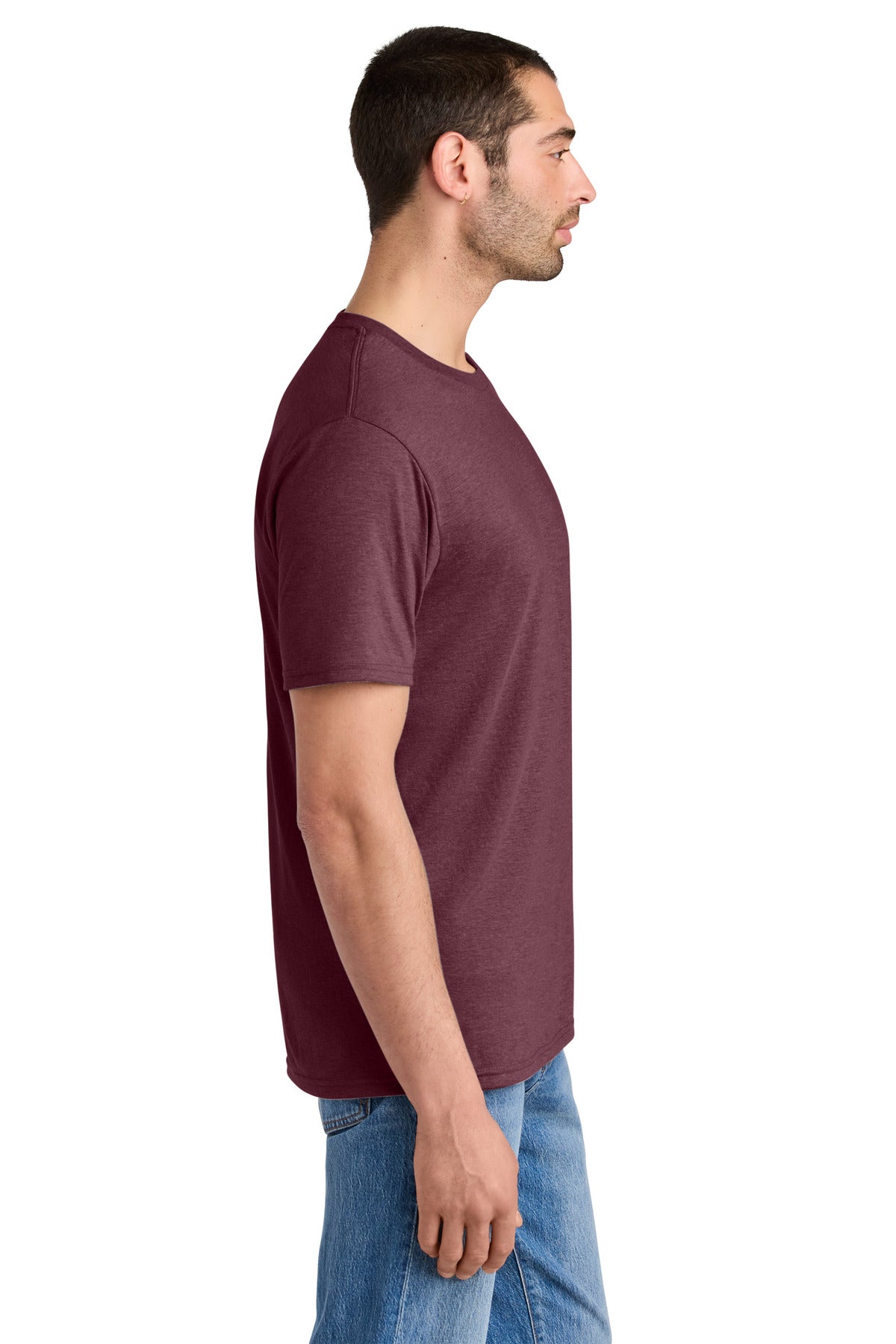 District Perfect Tri Tee. DM130 - Maroon Frost - side
