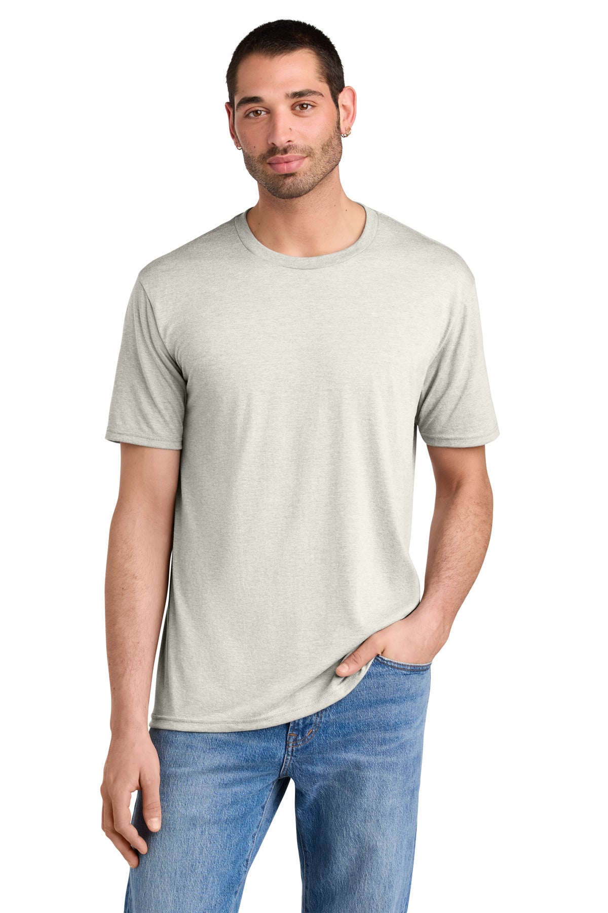 District Perfect Tri Tee. DM130 - Oatmeal Heather - front