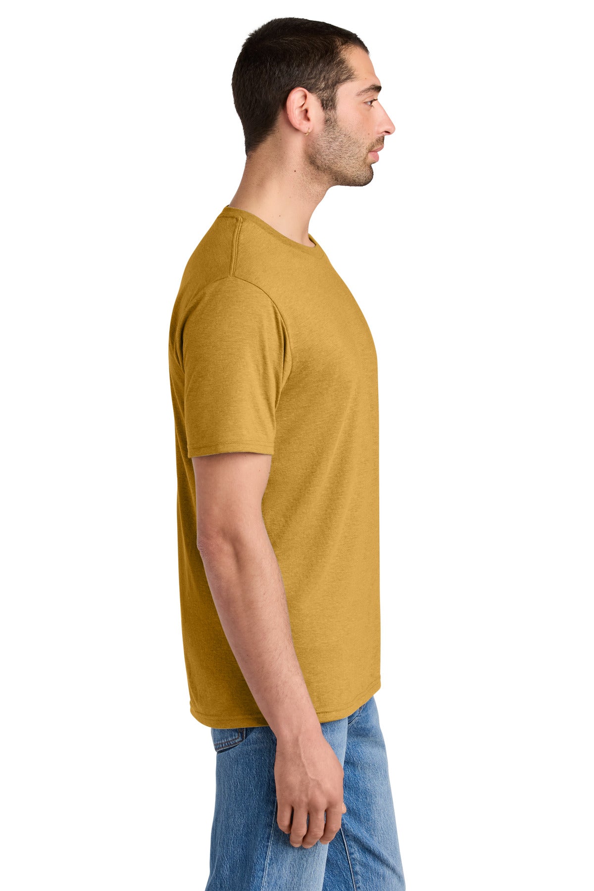 District Perfect Tri Tee. DM130 - Ochre Yellow Heather - side