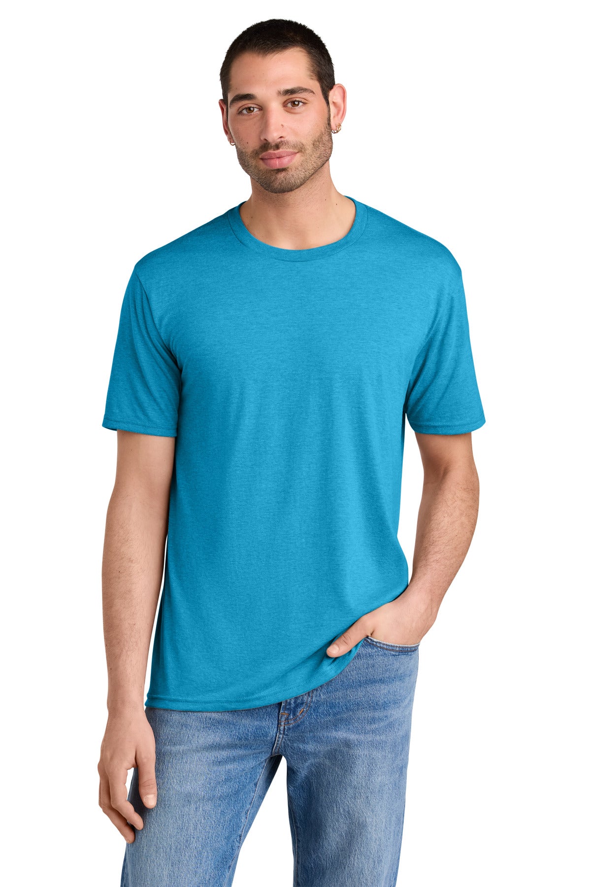 District Perfect Tri Tee. DM130 - Turquoise Frost - front