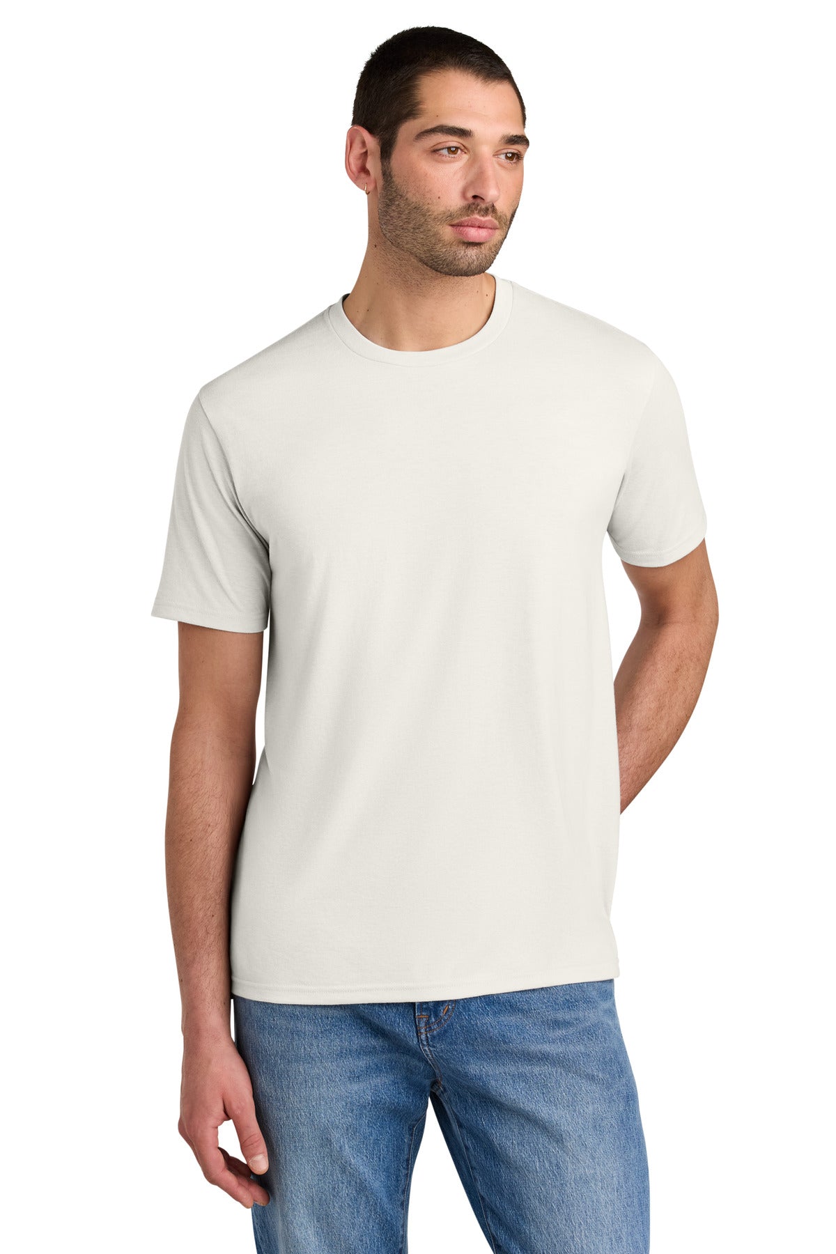 District Perfect Tri Tee. DM130 - White Smoke - front