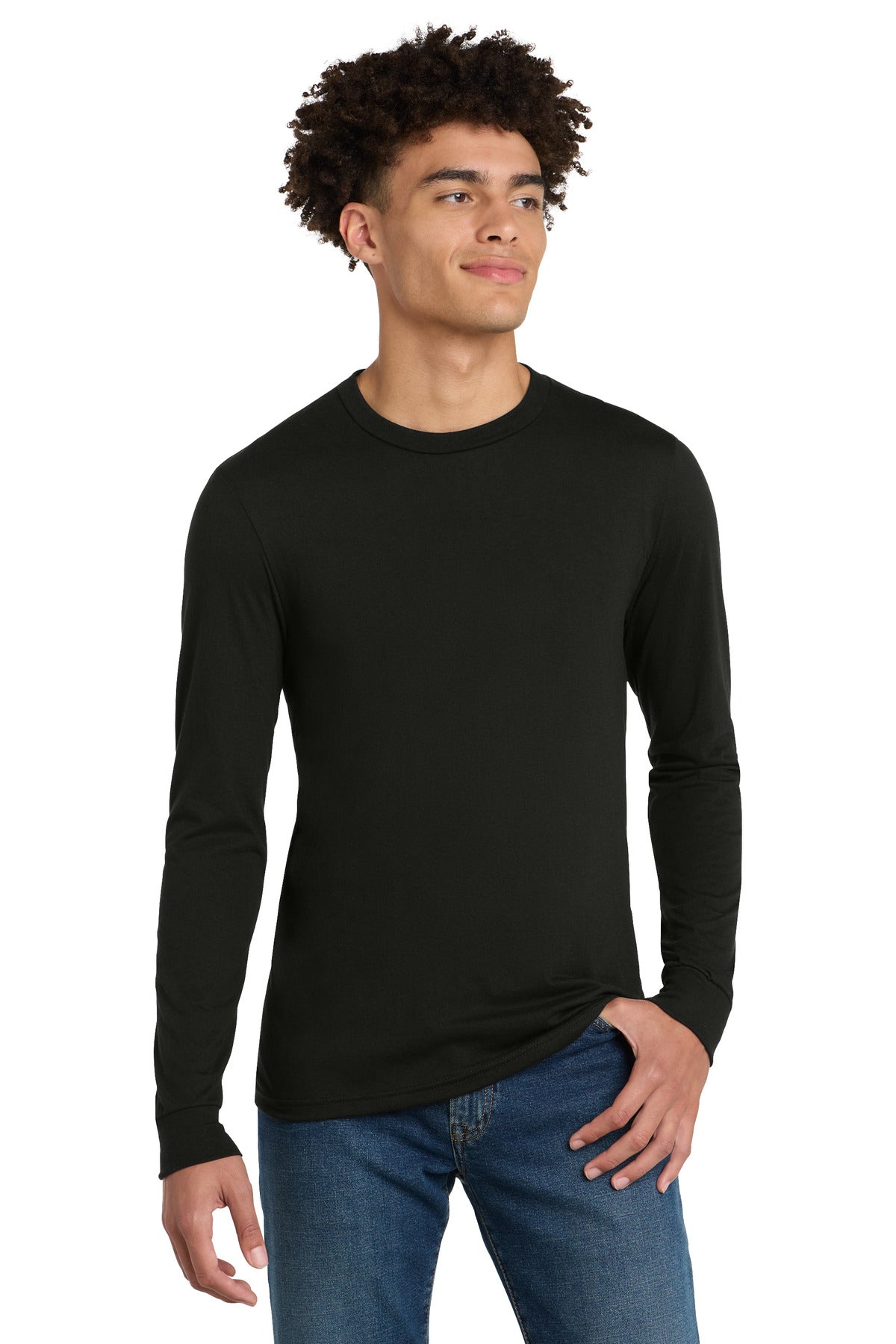 District Perfect Tri Long Sleeve Tee . DM132 - Black - front