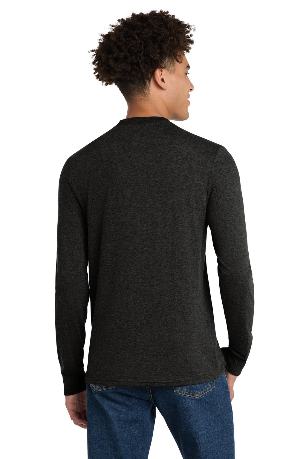 District Perfect Tri Long Sleeve Tee . DM132 - Black Frost - back