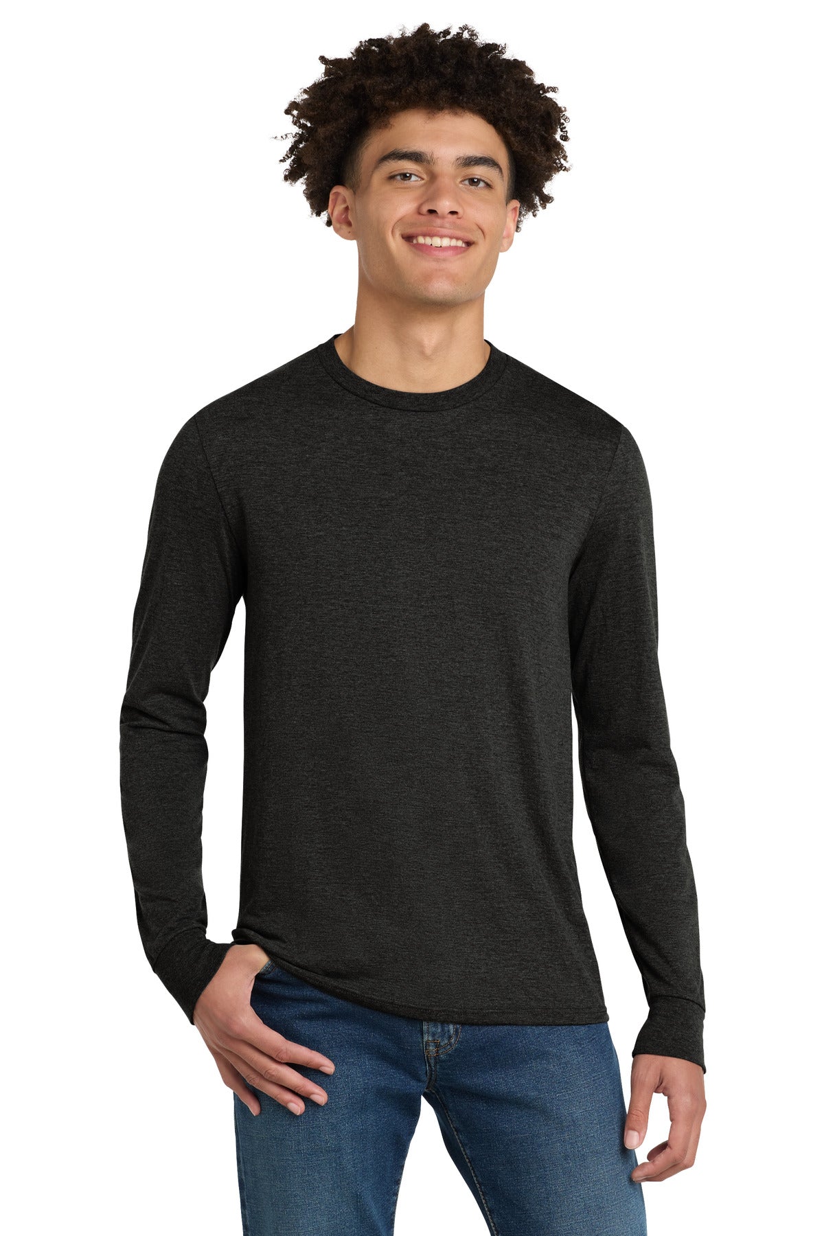 District Perfect Tri Long Sleeve Tee . DM132 - Black Frost - front