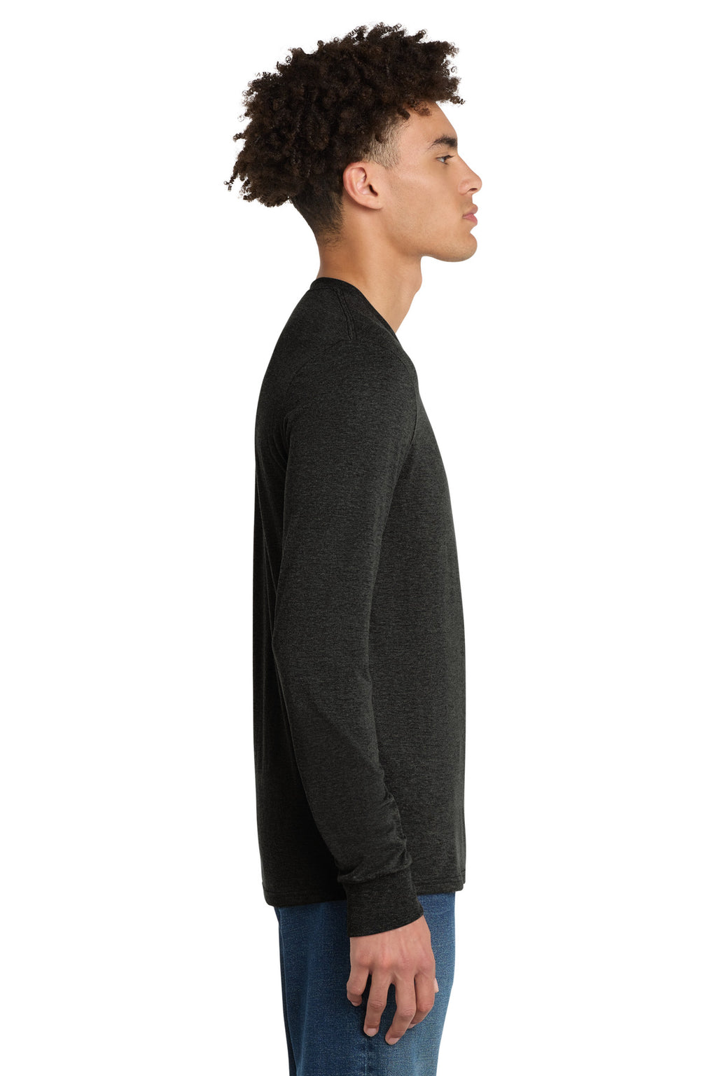 District Perfect Tri Long Sleeve Tee . DM132 - Black Frost - side