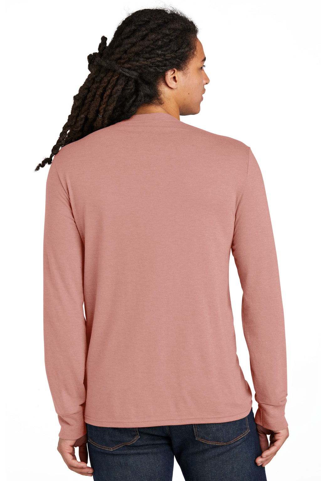 District Perfect Tri Long Sleeve Tee . DM132 - Blush Frost - back