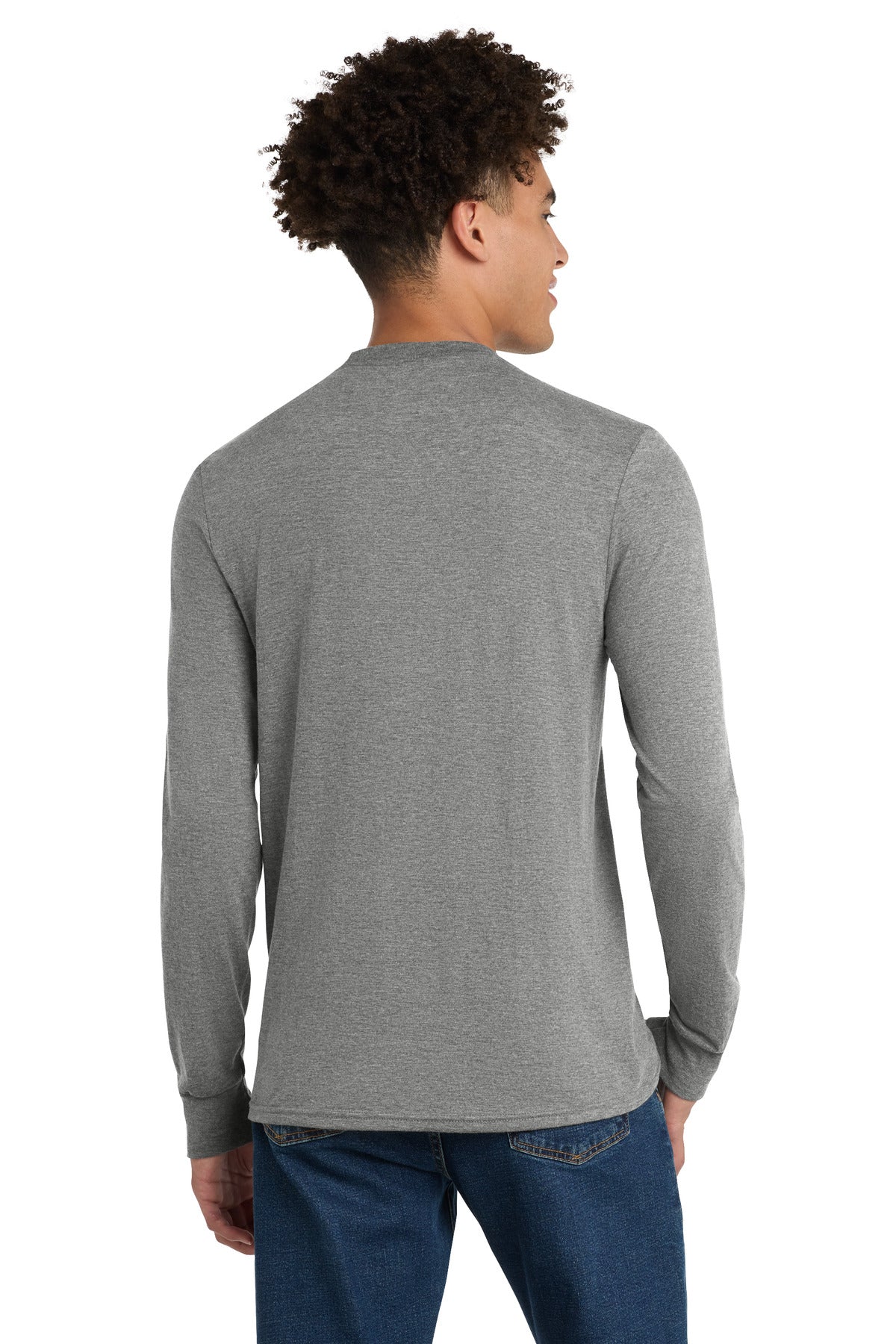 District Perfect Tri Long Sleeve Tee . DM132 - Grey Frost - back