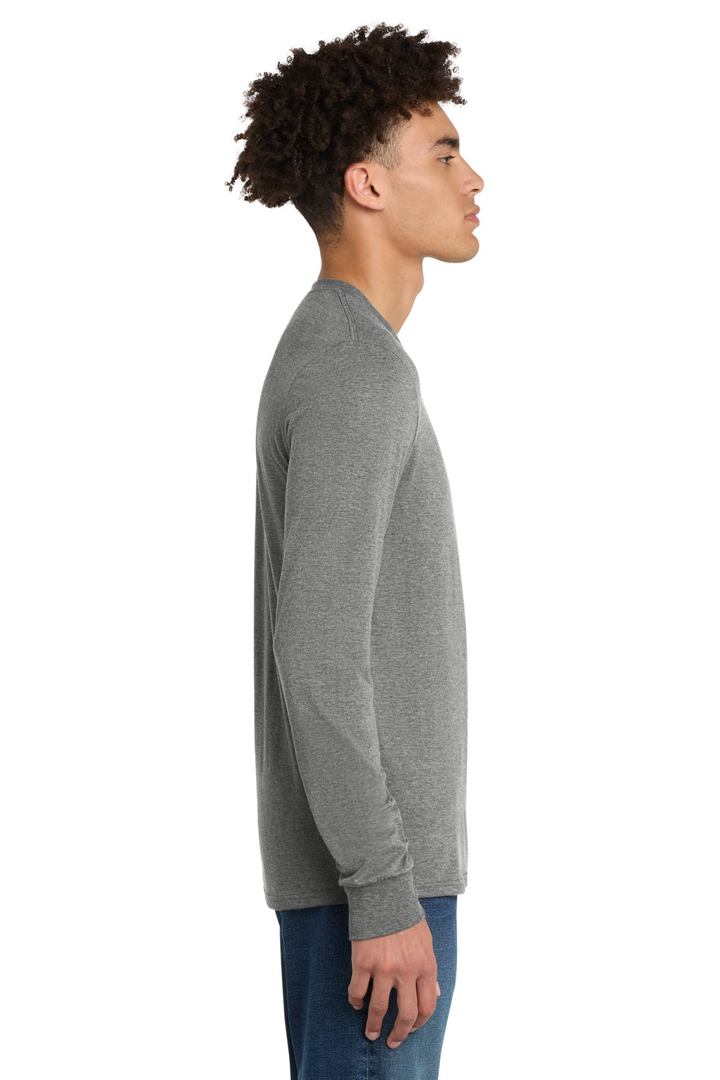 District Perfect Tri Long Sleeve Tee . DM132 - Grey Frost - side